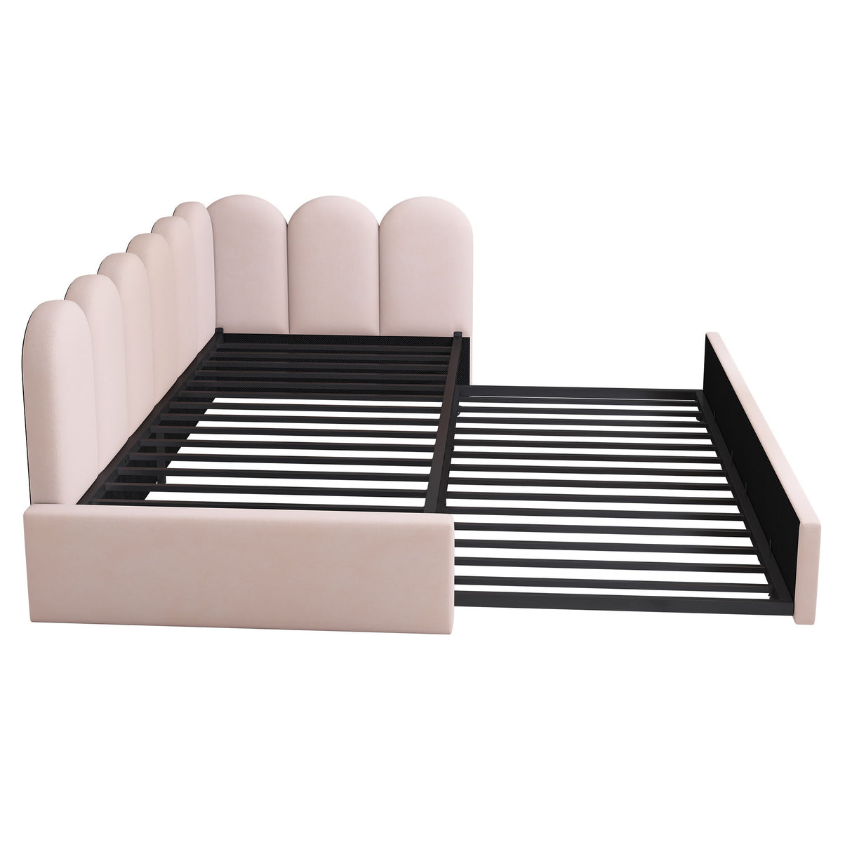 Upholstered Daybed With Metal Slatted Base