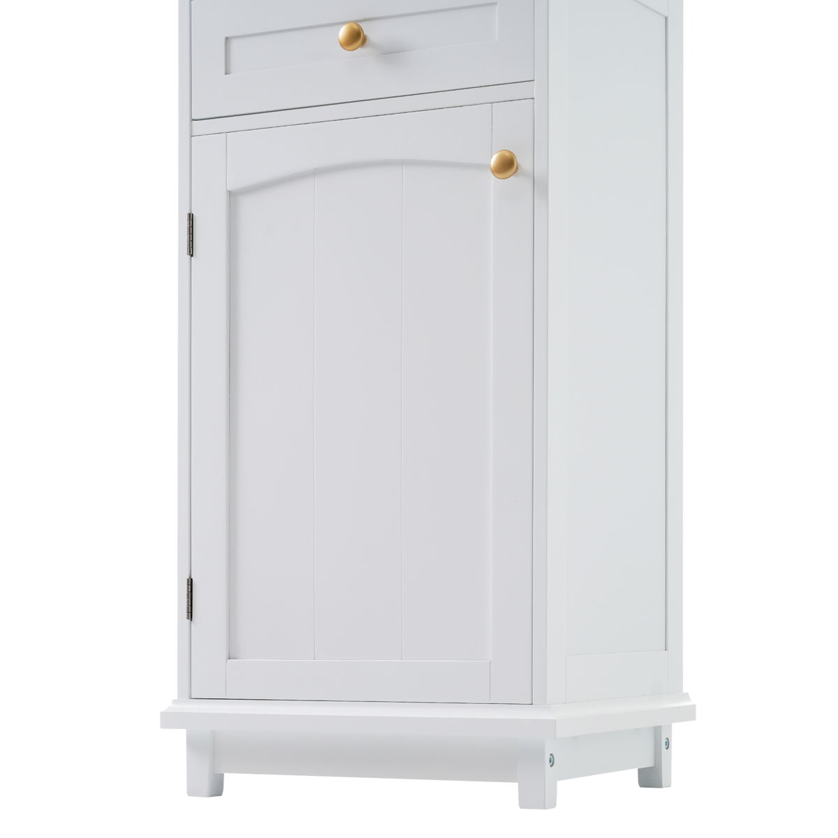 Tall Bathroom Storage Cabinet With Glass Doors, Free-Standing, Two Drawers, And Adjustable Shelves, MDF Board, Painted Perfect For Displaying Your Favorite Items