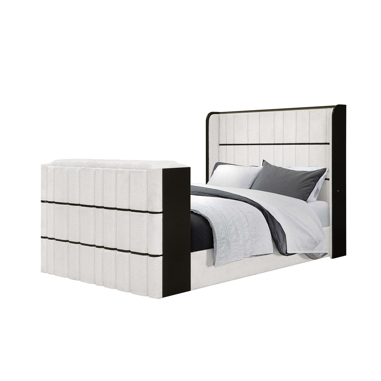 Isaiah - Bed With TV Lift-LED Speakers And Fireplace