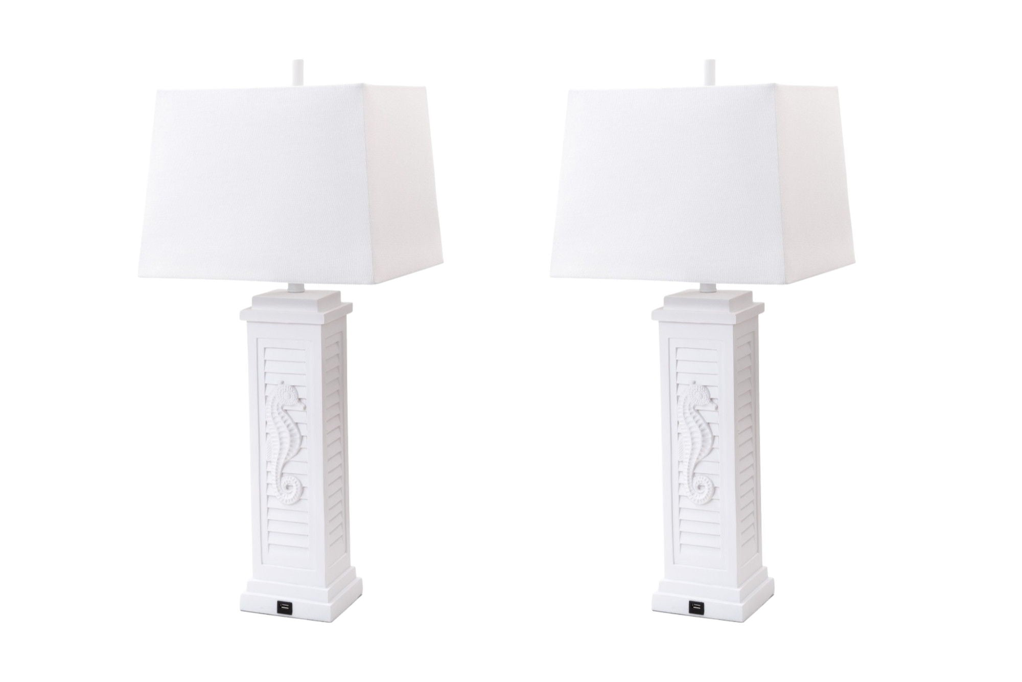 Seahorse Shutter Base Table Lamps (Set of 2) - White