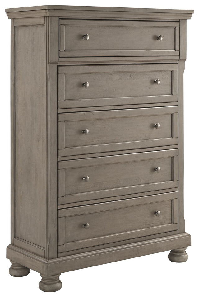 Lettner - Light Gray - Five Drawer Chest - 2-handles by Signature Design by Ashley® | Bel Furniture