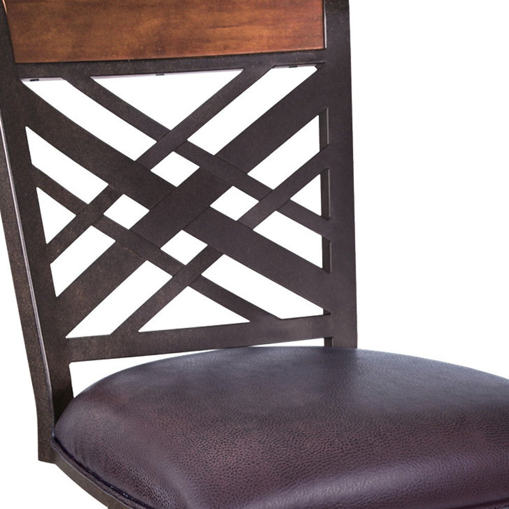 Faux Leather Bar Height Bar Chair - Brown