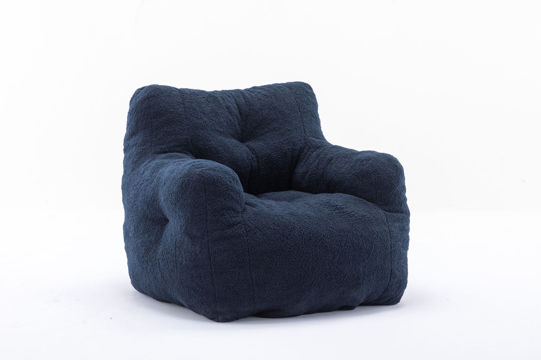 Soft Teddy Fabric Tufted Foam Bean Bag Chair With Teddy Fabric