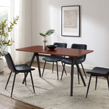 Contemporary V Leg Veneer Dining Table - Dark Walnut by Walker Edison | Bel Furniture