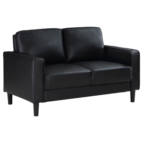 Ruth - Upholstered Track Arm Loveseat Black by Coaster Fine Furniture | Bel Furniture