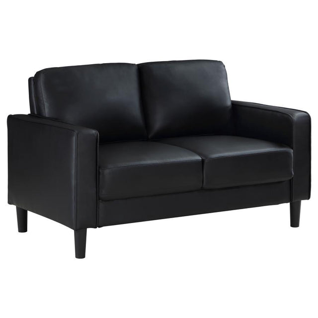 Ruth - Upholstered Track Arm Loveseat Black by Coaster Fine Furniture | Bel Furniture