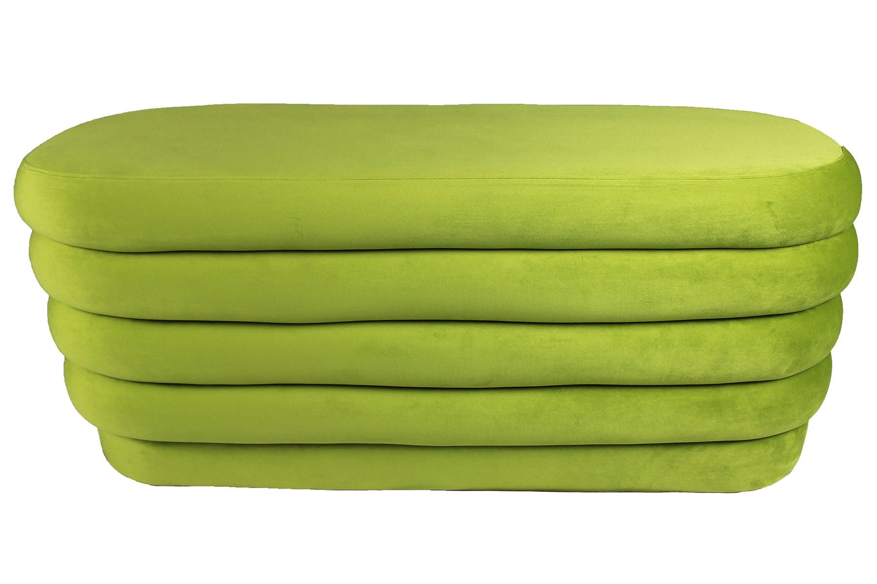 Velvet Tufted Oval Ottoman - Green