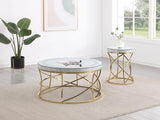 Elise - Round Mirror Top Stainless Steel End Table - Gold by CoasterEveryday | Bel Furniture