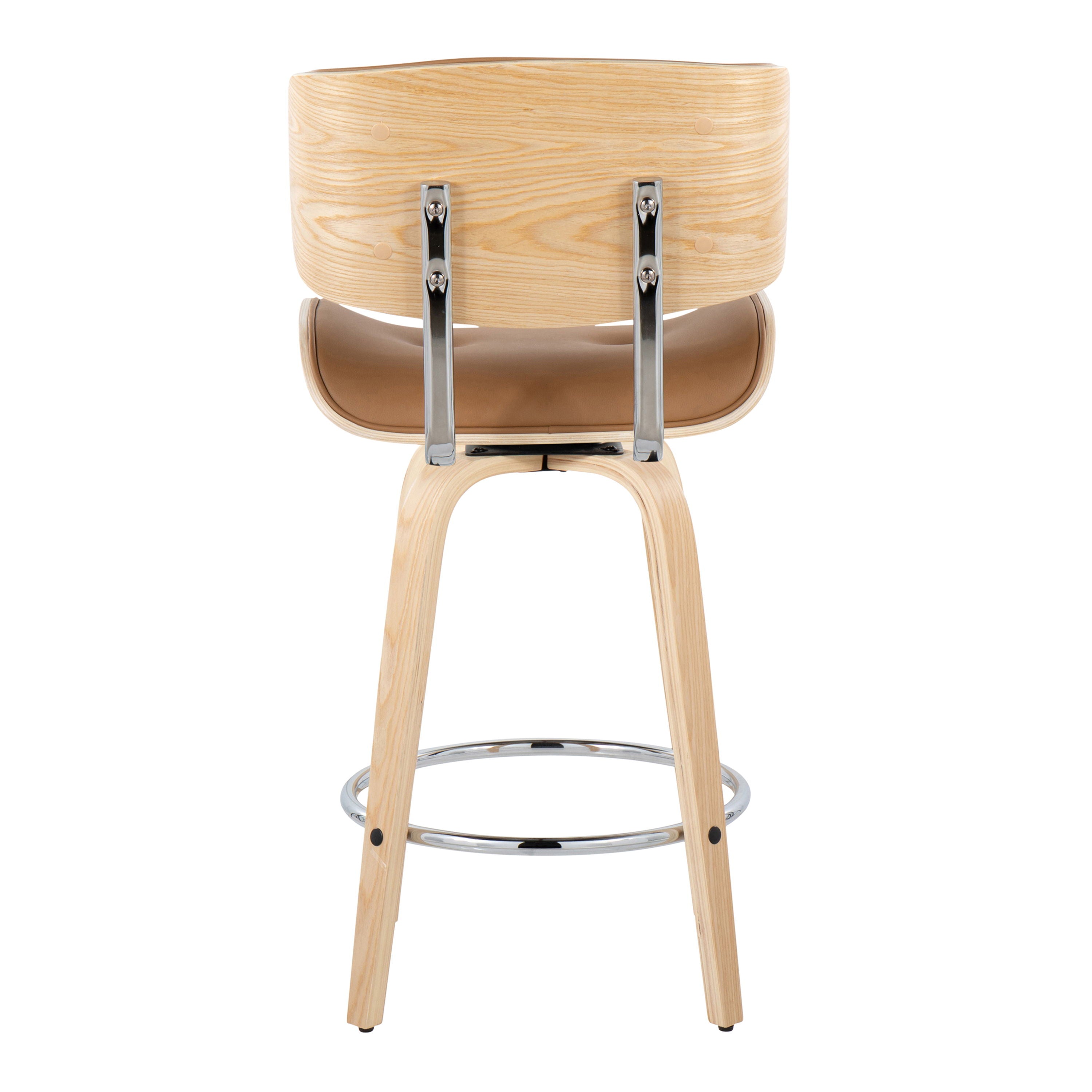 Lombardi - Mid Century Modern Fixed Height Counter Stool With Swivel With Round Footrest (Set of 2)