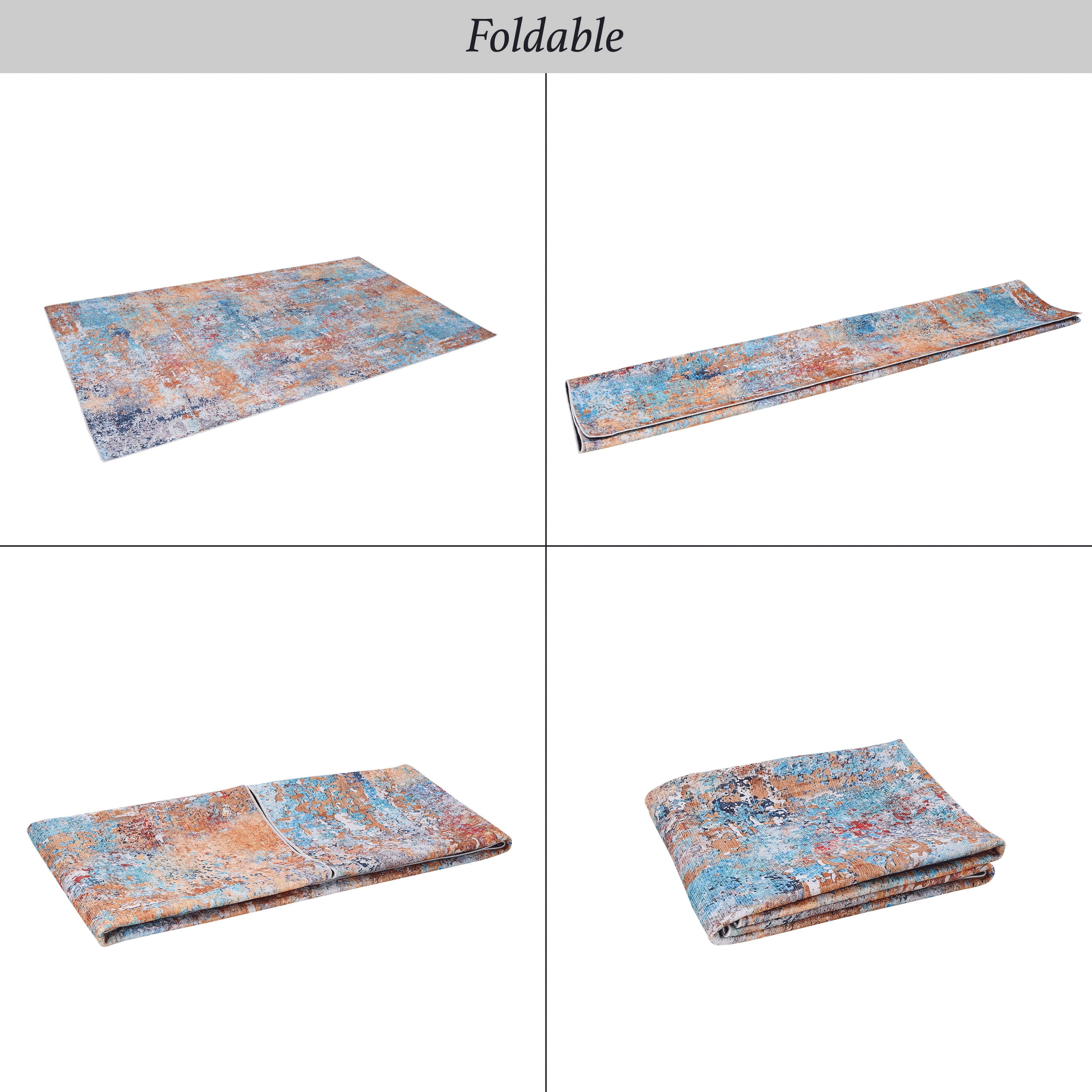 3' x 5' Area Rug, Washable, Low-Pile, Non-Slip, Non-Shedding, Foldable, Kid & Pet Friendly - Multi