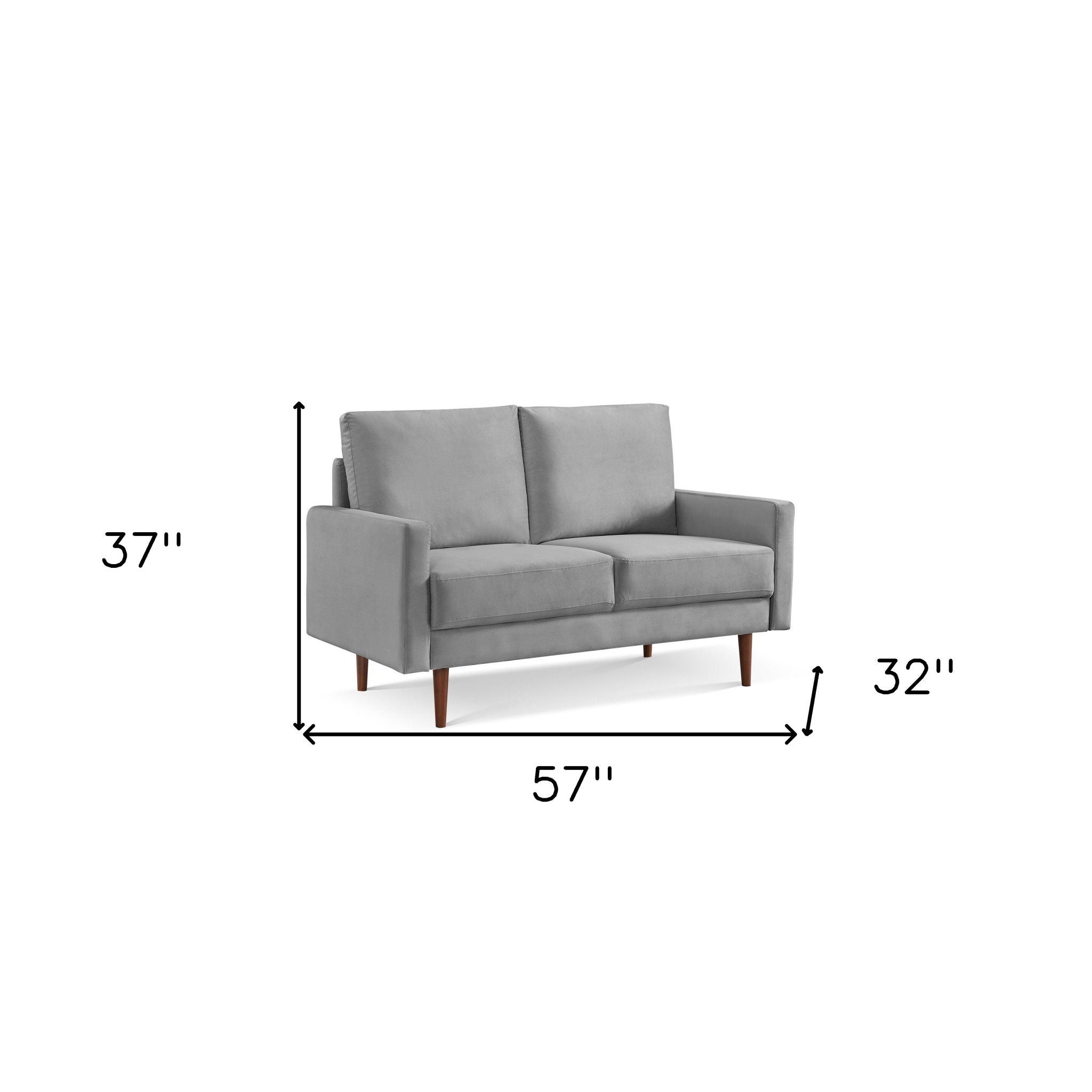 Velvet Loveseat - Gray / Dark Brown