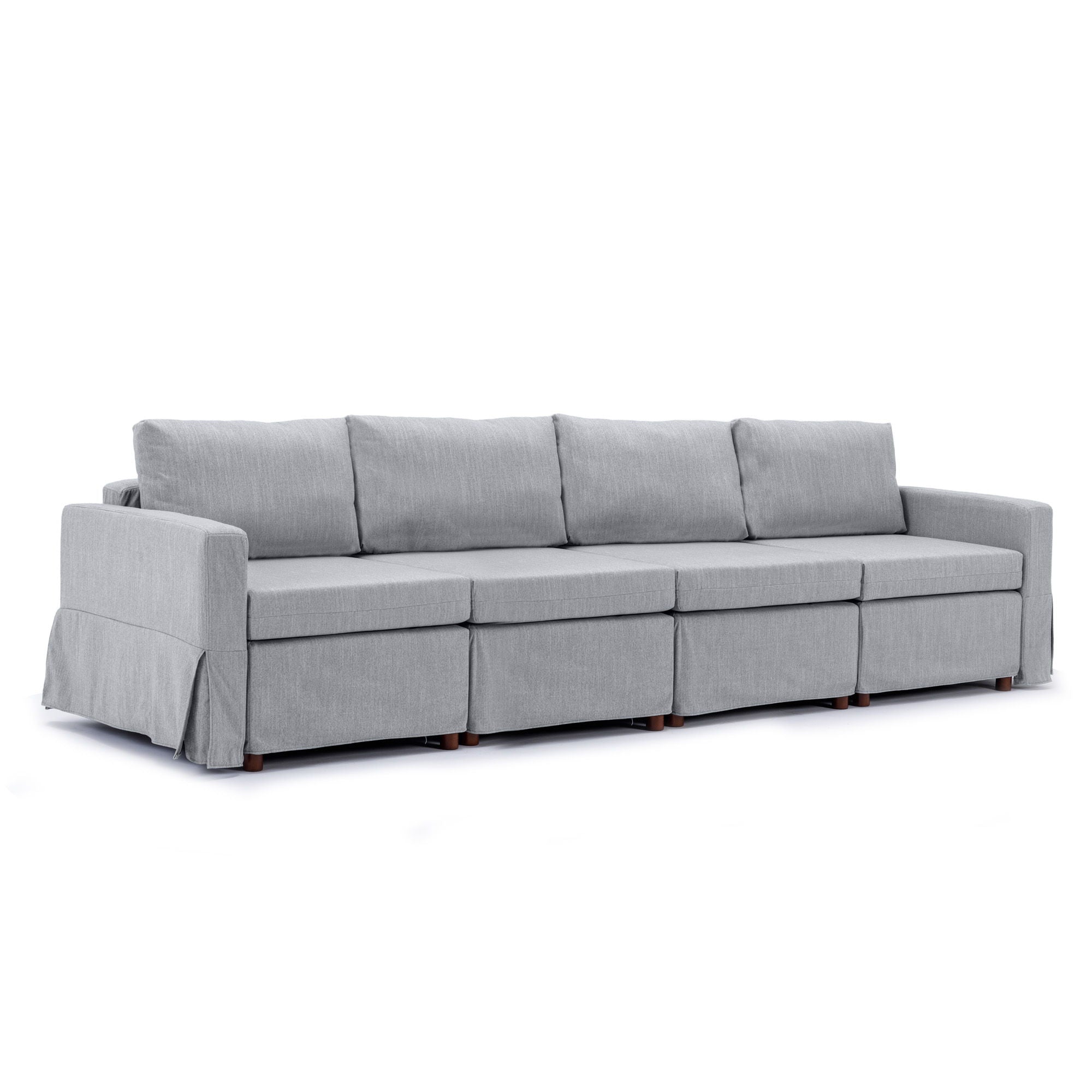 4 Seat Module Sectional Sofa Couch With 2 Ottoman For Living Room, Seat Cushion And Back Cushion Non-Removable And Non-Washable