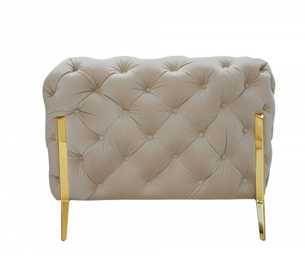 Glam Velvet And Gold Loveseat - Beige