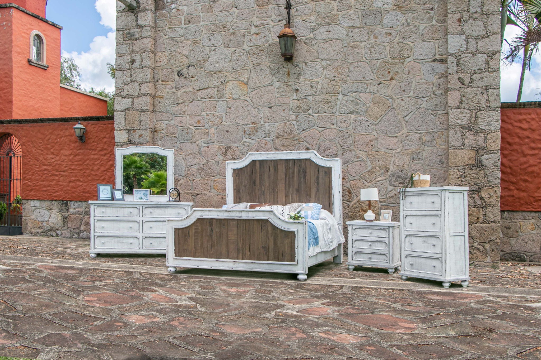 Solid Wood Four Drawer Chest - Antiqued White