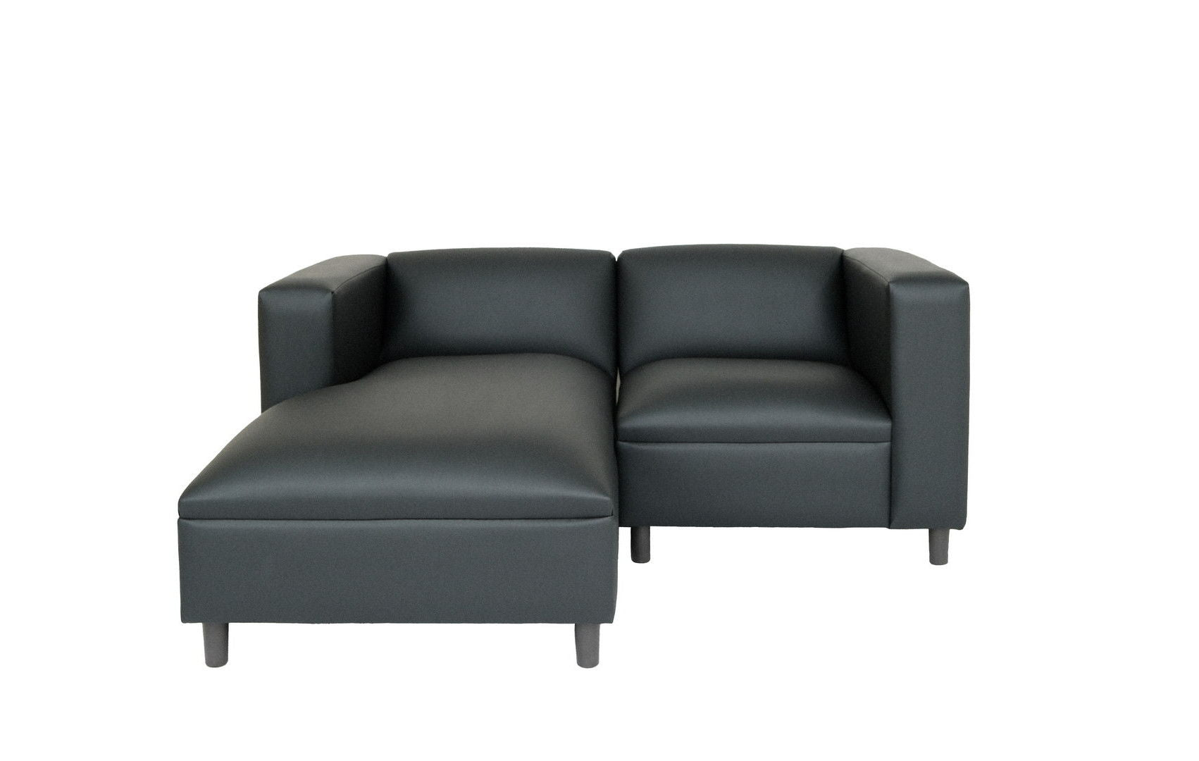 Faux Leather Sofa Chaise - Black