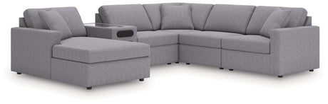 Modmax - Granite - Sectional Gray 6 Pc. Sectional With Audio System, Laf Corner Chaise by Signature Design by Ashley® | Bel Furniture