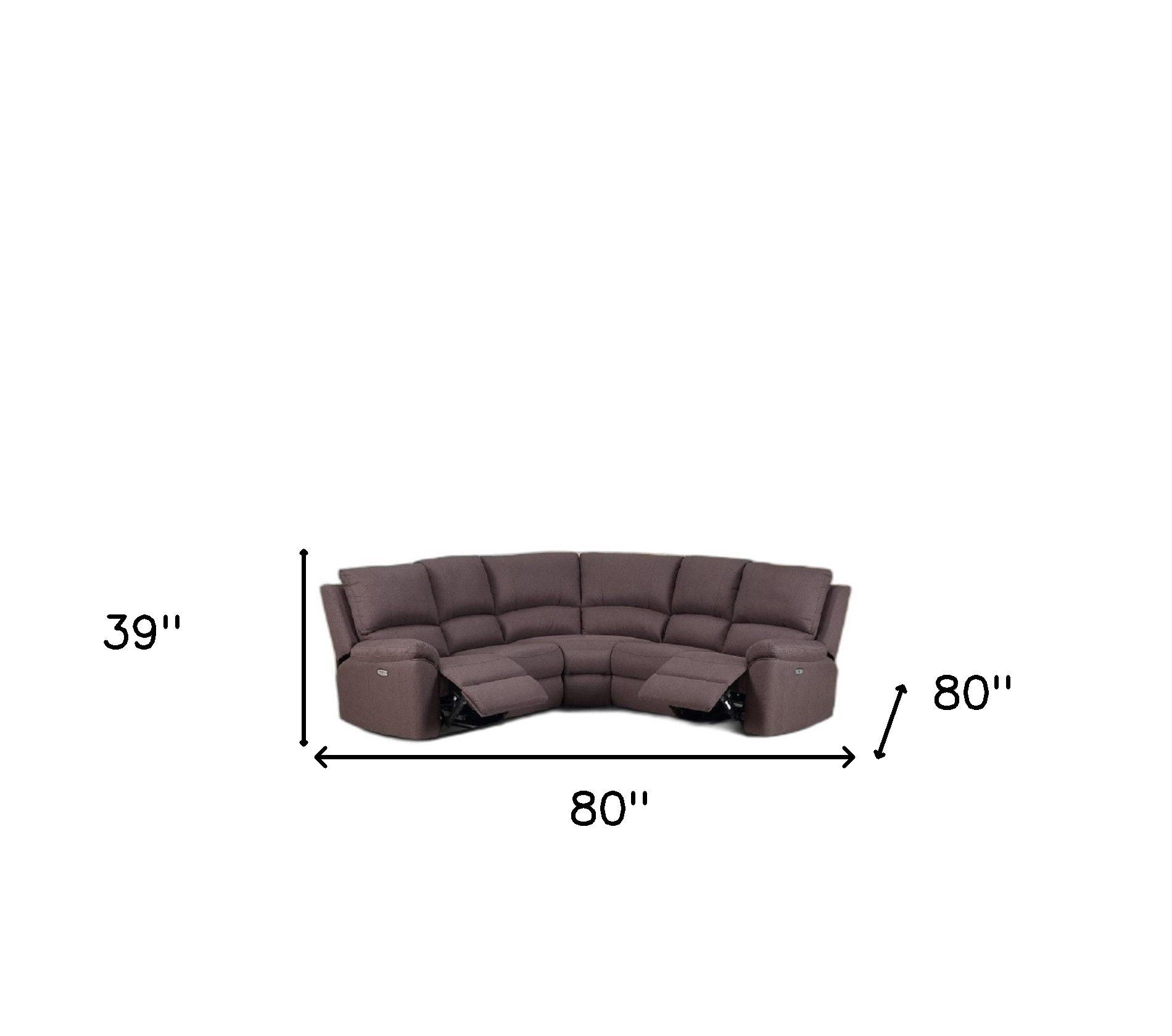 Polyester Blend Power Reclining U Shaped Three Piece Corner Sectional - Brown