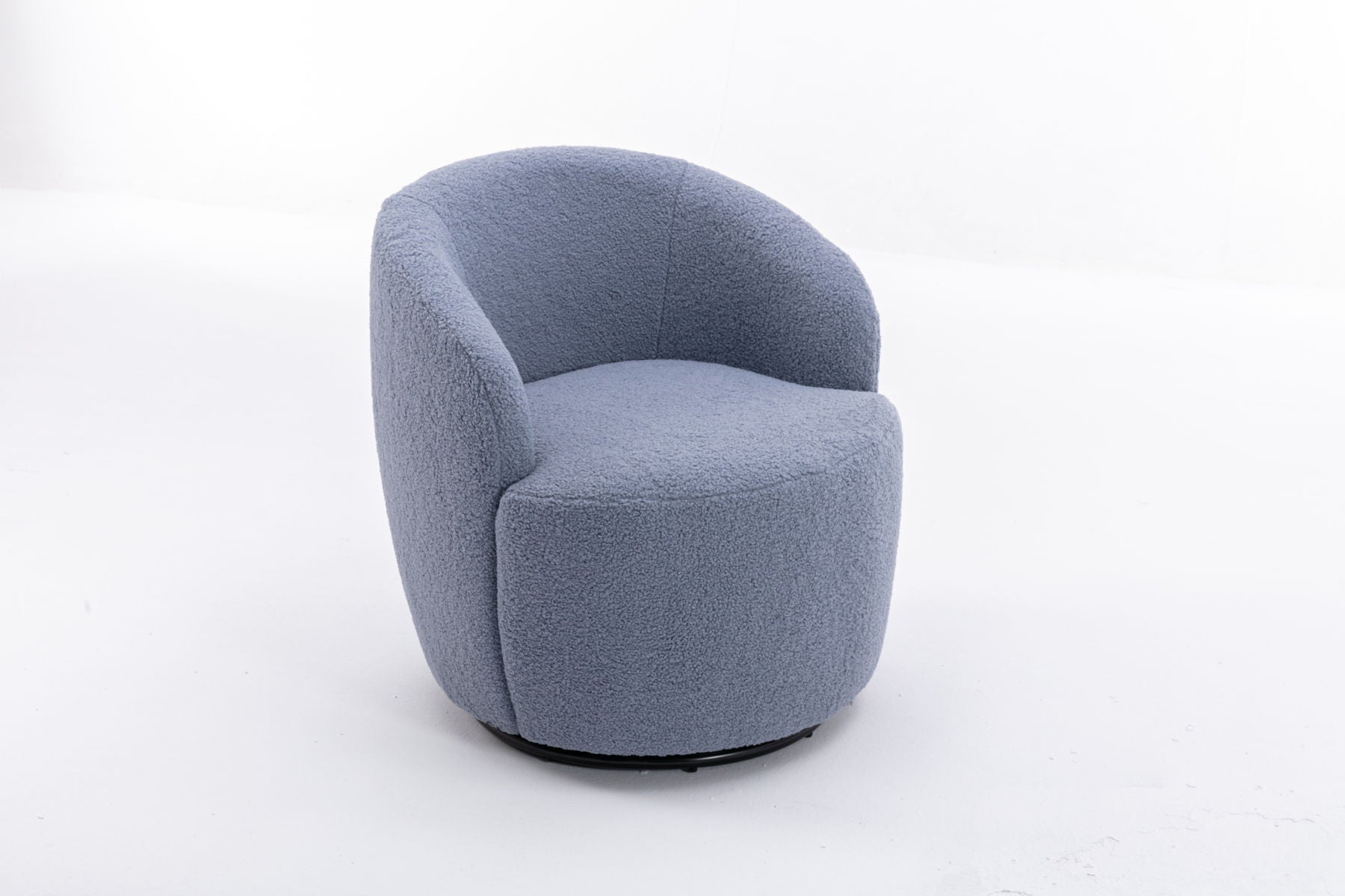 Teddy Fabric Swivel Accent Armchair Barrel Chair With Powder Coating Metal Ring