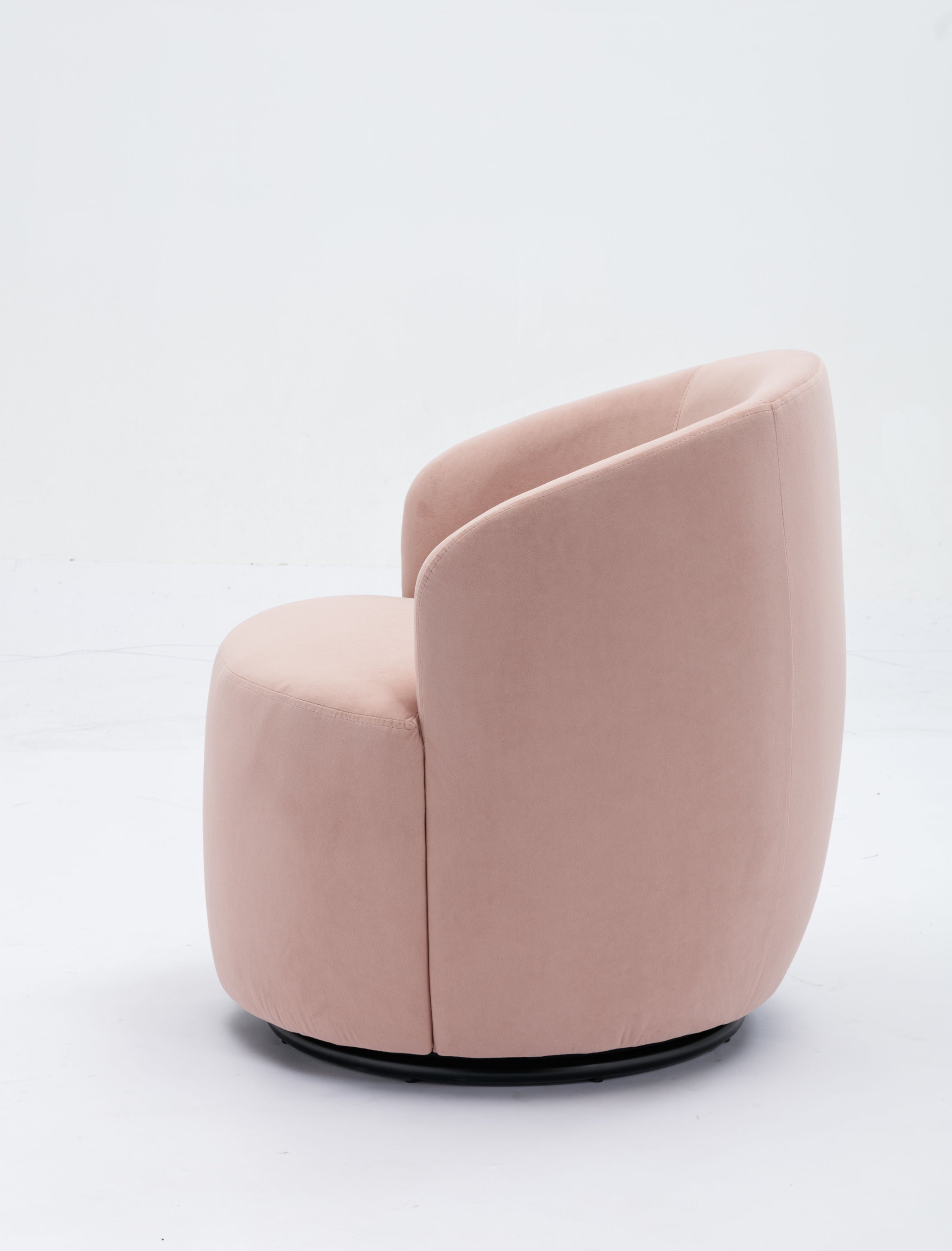 Velvet Fabric Swivel Accent Armchair Barrel Chair With Powder Coating Metal Ring