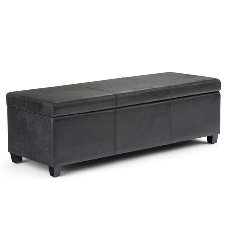 Avalon - Storage Ottoman Bench - Distressed Black by Simpli-Home | Bel Furniture