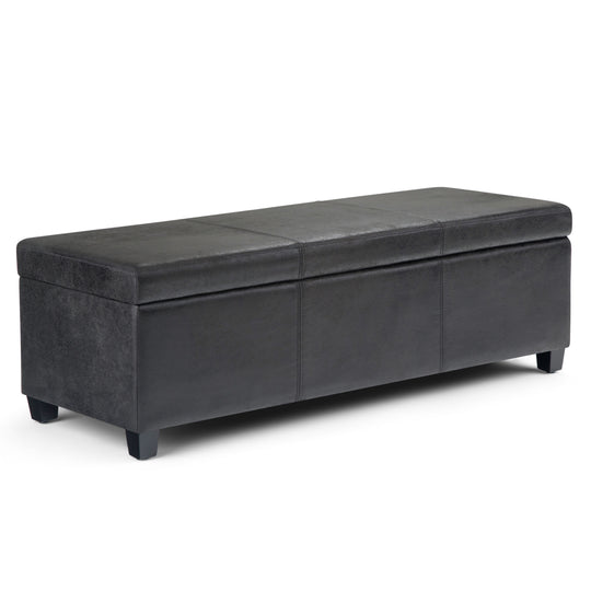 Avalon - Storage Ottoman Bench - Distressed Black by Simpli-Home | Bel Furniture