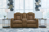 Wolfridge - Brindle - Power Reclining Loveseat With Console /Adj Hdrst by Signature Design by Ashley® | Bel Furniture