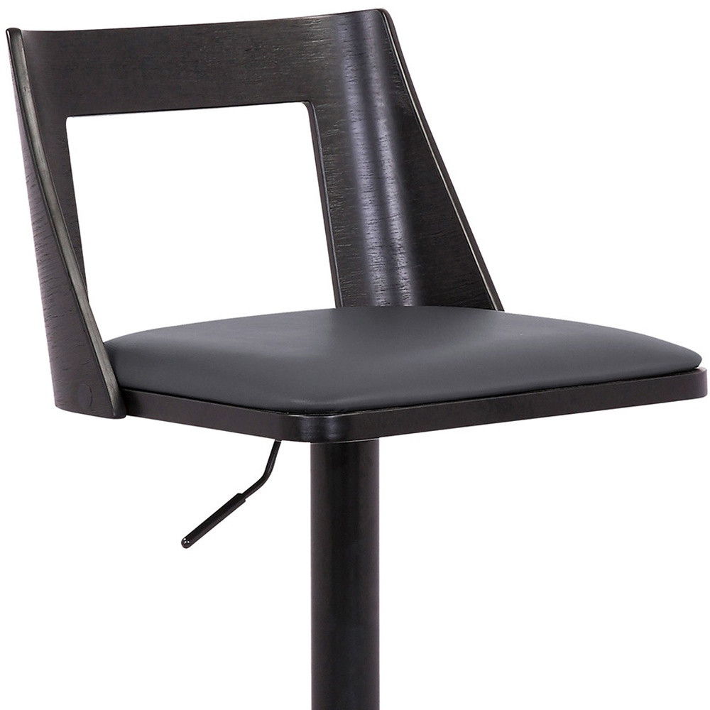 Faux Leather / Swivel Adjustable Height Bar Chair - Gray / Black