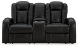 Caveman Den - Midnight - Power Reclining Loveseat with Console/ Adj Hdrst by Signature Design by Ashley® | Bel Furniture