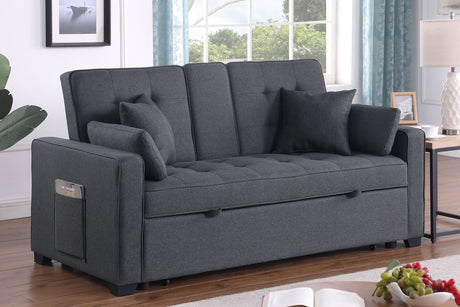 Cody II - Convertible Sleeper Loveseat With Cup Holder, Charging Ports and Pocket - Dark Gray - view 11