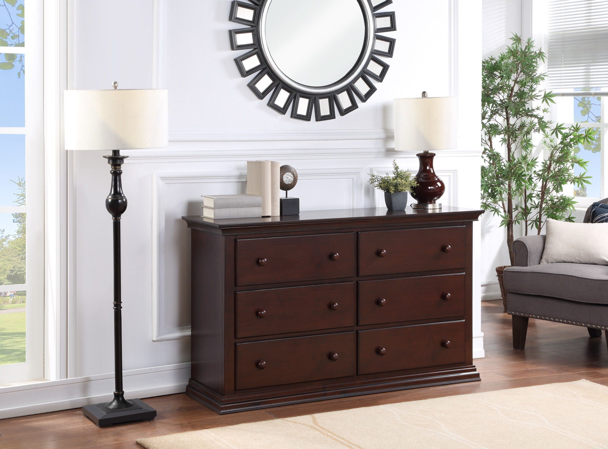 Solid And Manufactured Wood Six Drawer Double Dresser - Espresso