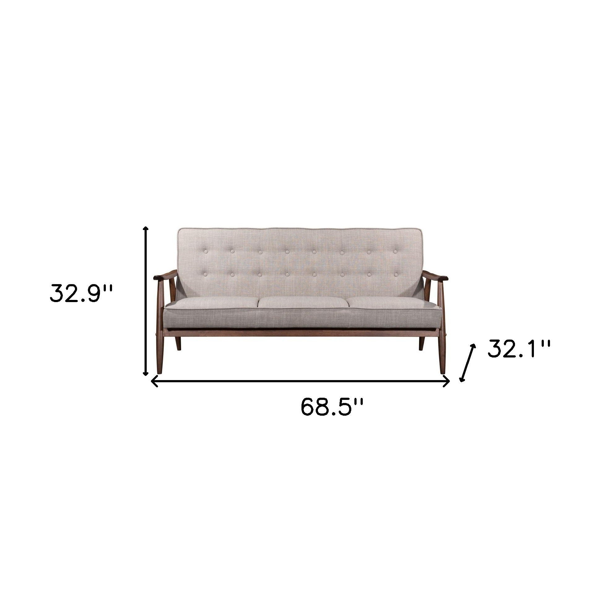 Polyester Sofa With Brown Legs - Beige