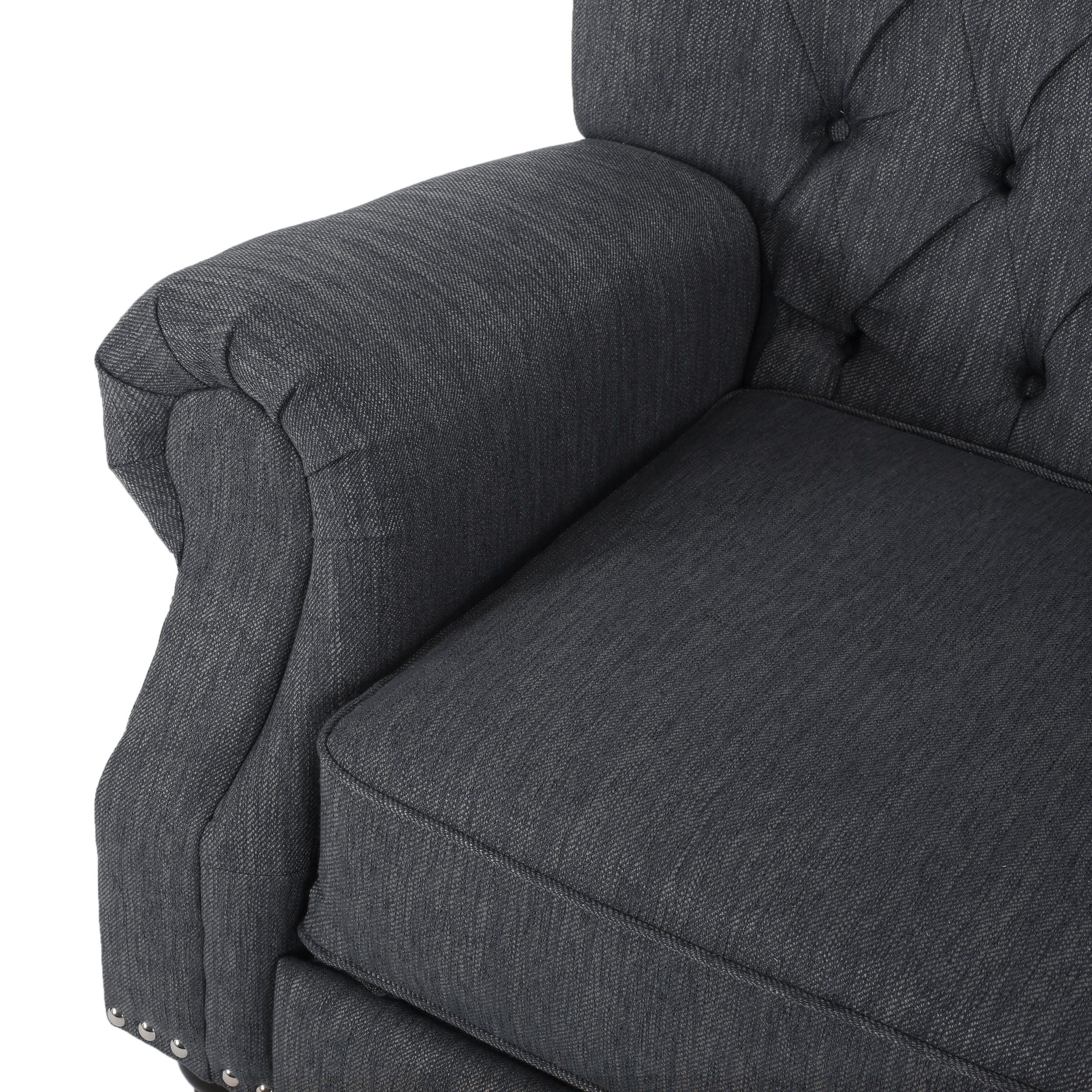 Classic Style Fabric Push Back Chair - Charcoal