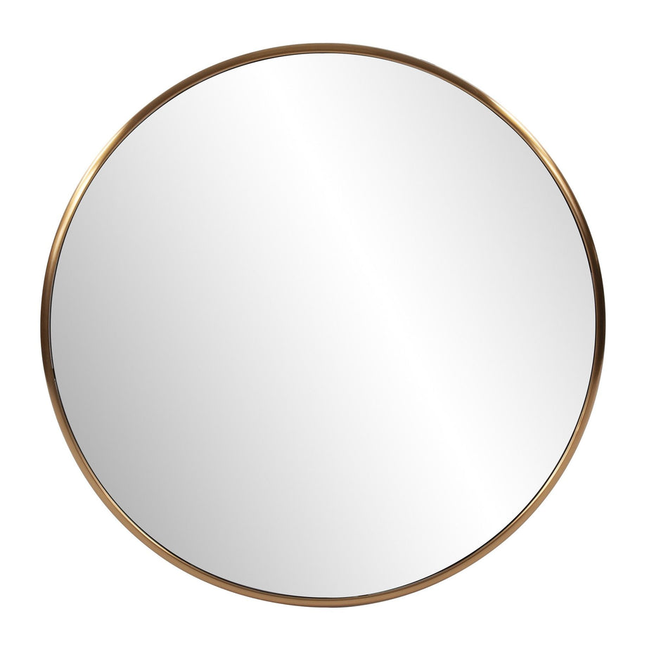 32" Antiqued Round Wall Mirror - Brushed Brass