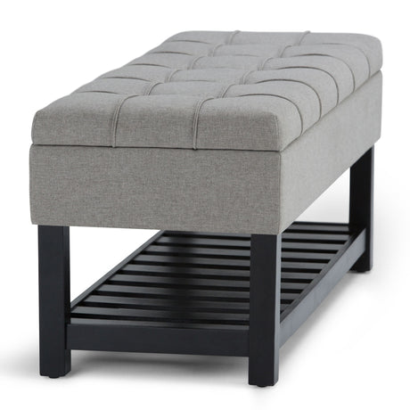 Saxon - Upholstered Transitional Storage Ottoman Bench - view 3