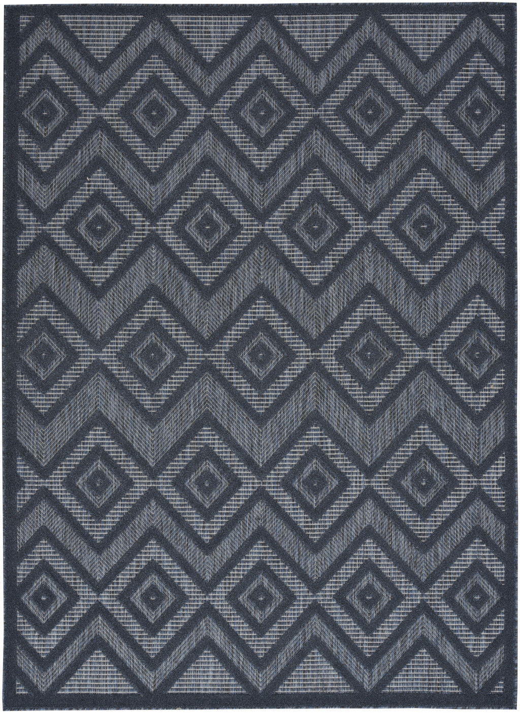 5' X 7' Argyle Indoor / Outdoor Area Rug - Navy Blue