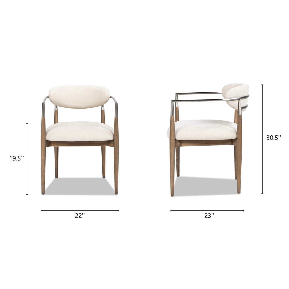 Artemis - Mixed Material Upholstered Dining Arm Chair - Warm White by Jennifer Taylor Home | Bel Furniture