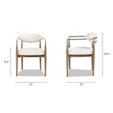 Artemis - Mixed Material Upholstered Dining Arm Chair - Warm White by Jennifer Taylor Home | Bel Furniture