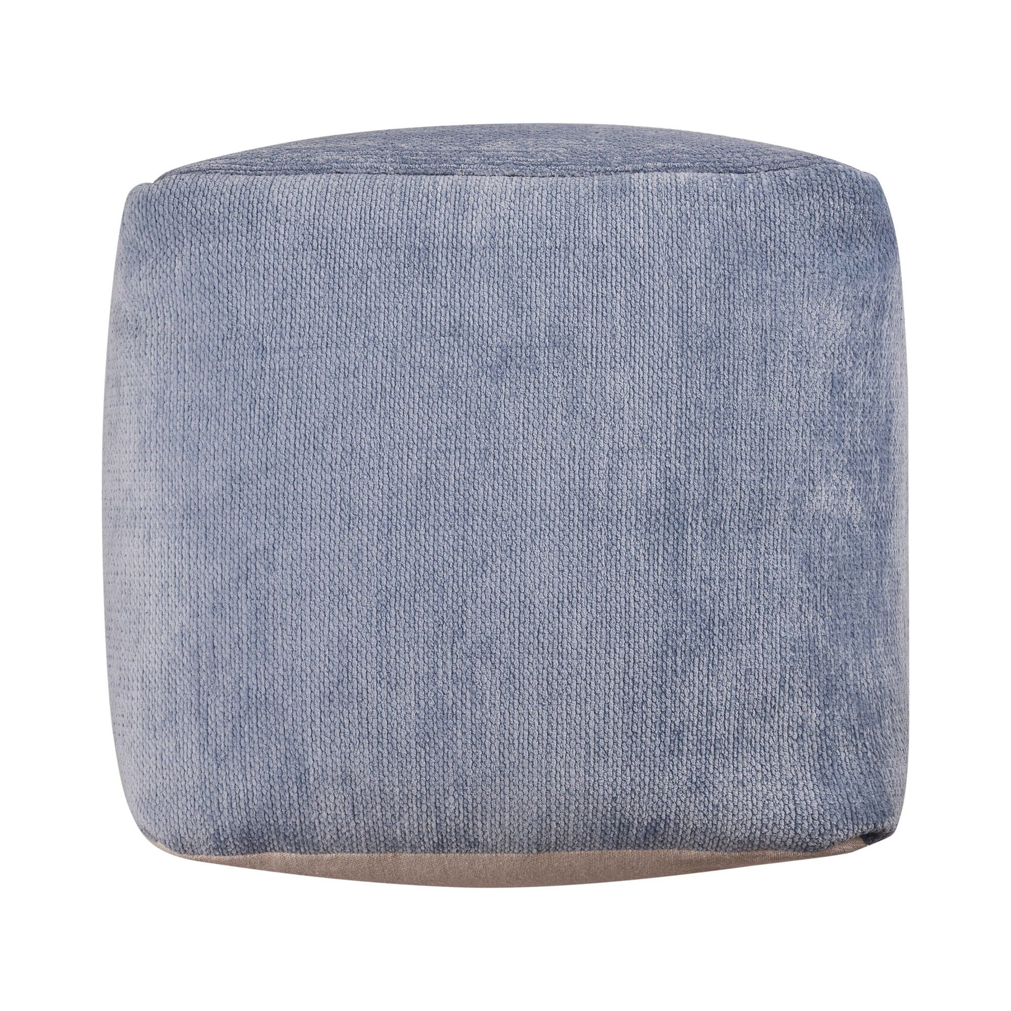 Chenille Cube Pouf Ottoman - Blue