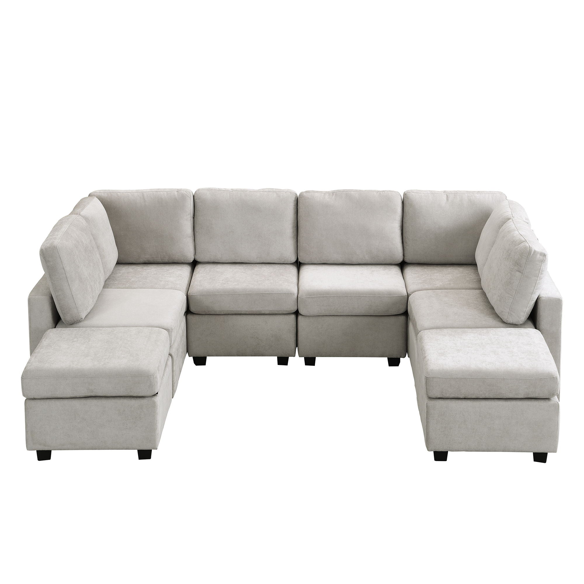 Sectional Sofa Couch Sofa Bed U-Shaped Sofa With Two Movable Ottoman And Three USB Ports For Living Room