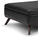 Owen - Square Coffee Table Storage Ottoman - Distressed Black by Simpli-Home | Bel Furniture