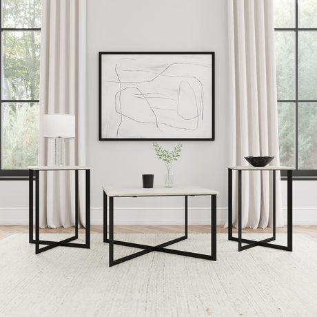 Tobin - Marble Top Coffee And End Table Set White 3 Pc. Coffee Table, 2 End Tables by Coaster Fine Furniture | Bel Furniture