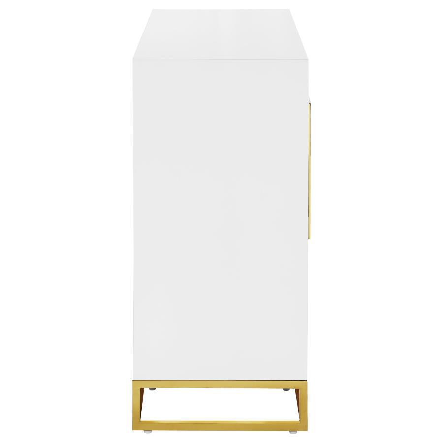 Elsa - 2 Door Wood Storage Accent Cabinet - White And Gold by CoasterEssence | Bel Furniture