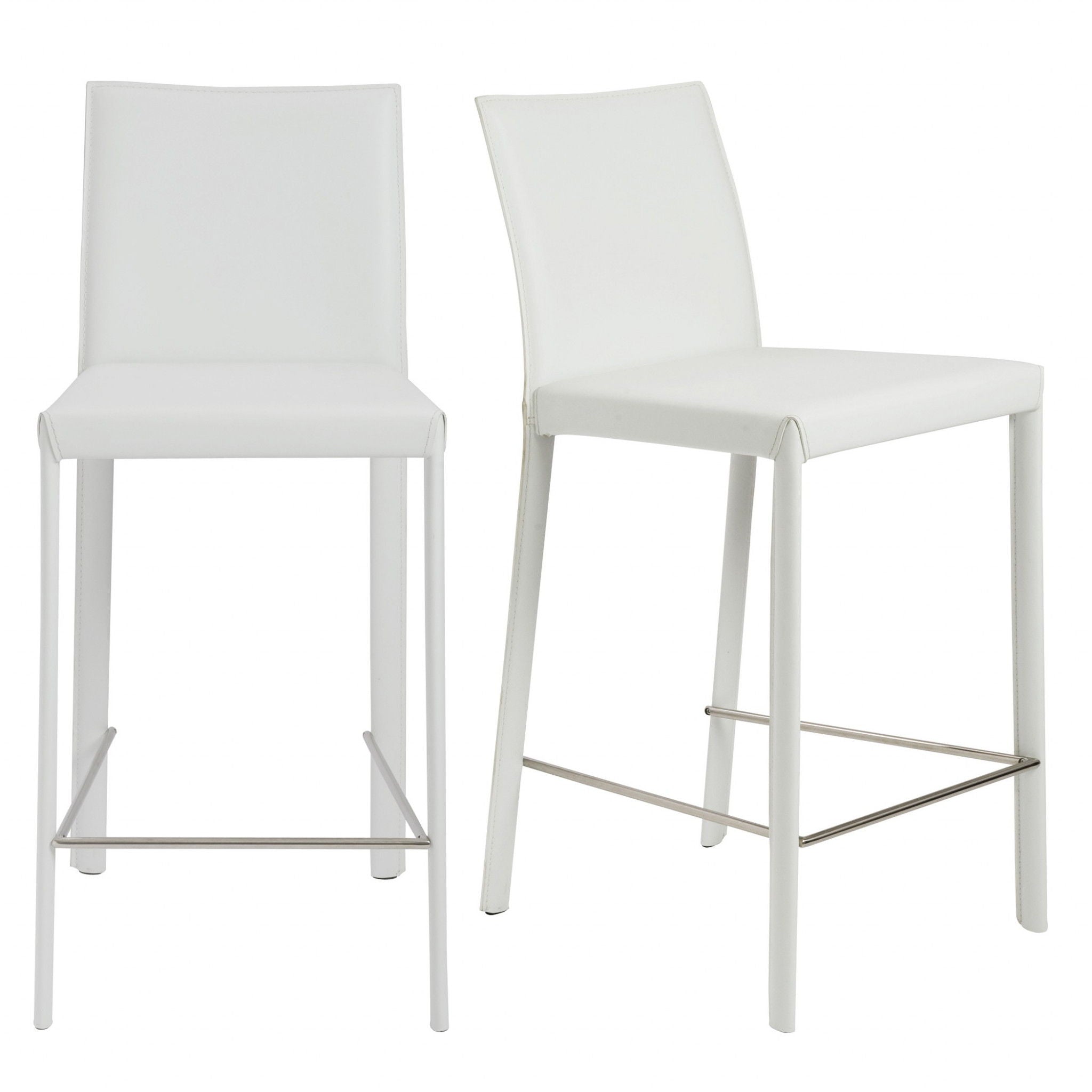 Steel Low Back Counter Height Bar Chairs (Set of 2) - White