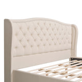 Fontana - Handcrafted Wingback Upholstered Platform Bed Frame by Jennifer Taylor Home | Bel Furniture