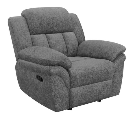 Bahrain - Upholstered Glider Recliner Dark Gray Manual Reclining by CoasterEssence | Bel Furniture