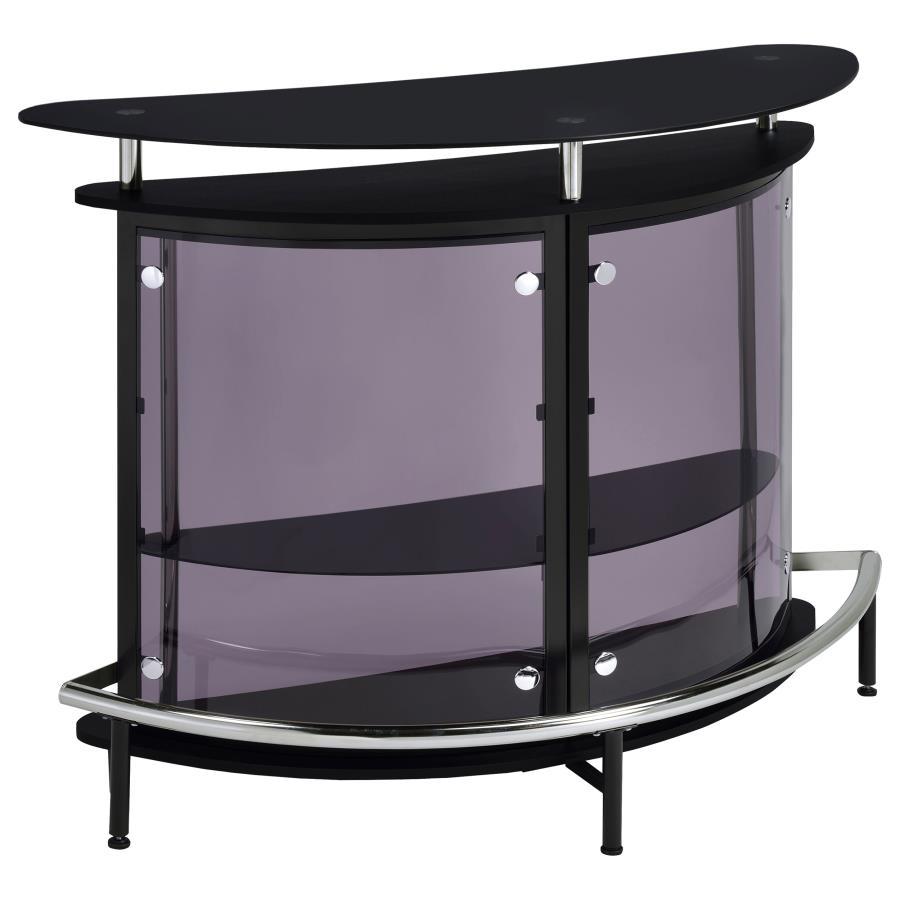 Amarillo - Freestanding Glass Top Home Bar Wine Cabinet Black by CoasterEssence | Bel Furniture