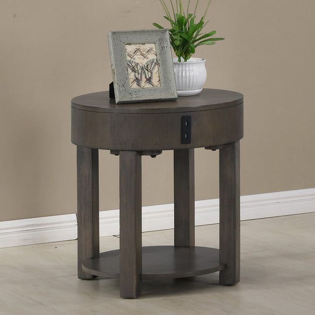 Jonah - MDF End Table With USB Ports - Light Brown by Lilola Home | Bel Furniture