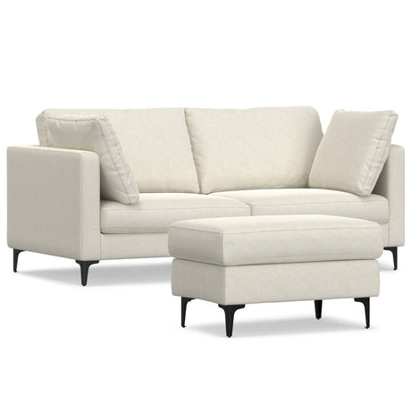 Ava - Mid Century Sofa With Ottoman Set Beige 38"W x 76"D x 34"H by Simpli-Home | Bel Furniture