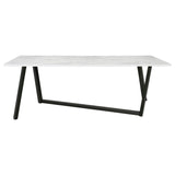 Mayer - Rectangular Faux Marble Dining Table - White by CoasterEssence | Bel Furniture