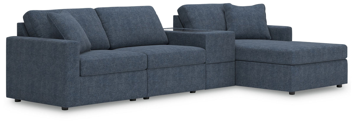 Modmax - Ink - Sectional Blue 4 Pc. Sectional With Raf Corner Chaise And Storage Console by Signature Design by Ashley® | Bel Furniture